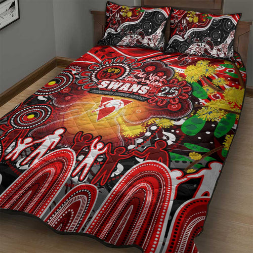 NAIDOC Week 2025 Swans Football Quilt Bed Set Aboriginal Dot Painting