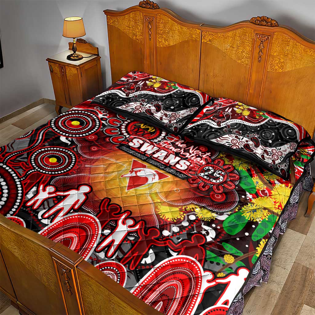 NAIDOC Week 2025 Swans Football Quilt Bed Set Aboriginal Dot Painting