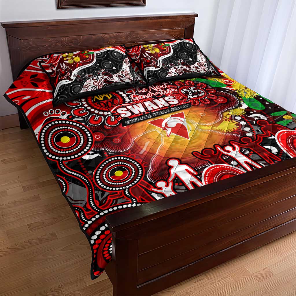 NAIDOC Week 2025 Swans Football Quilt Bed Set Aboriginal Dot Painting