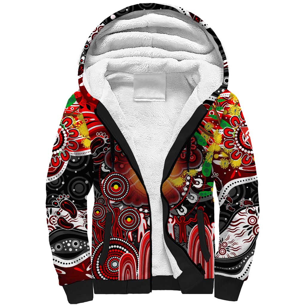 Personalised NAIDOC Week 2025 Swans Football Sherpa Hoodie Aboriginal Dot Painting