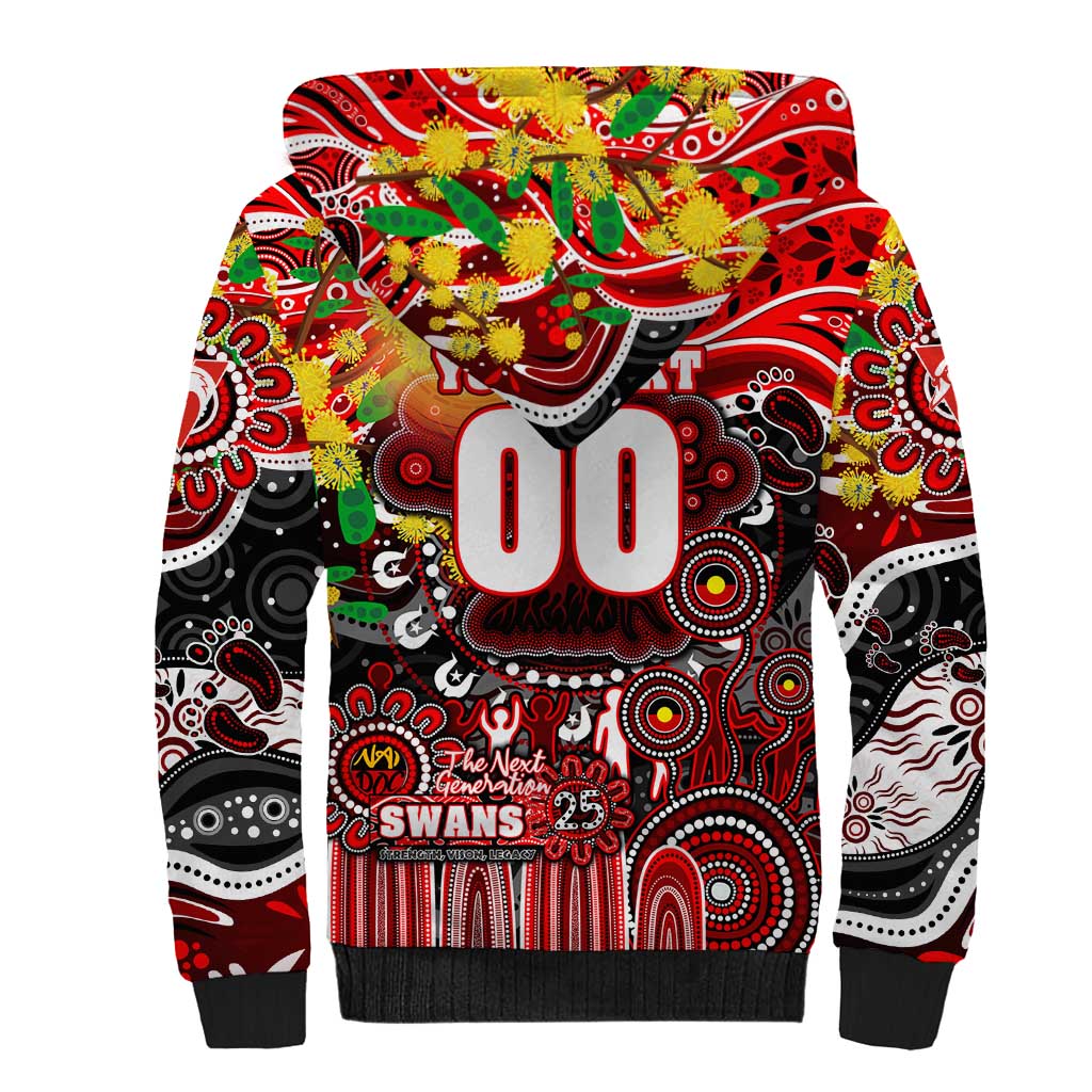 Personalised NAIDOC Week 2025 Swans Football Sherpa Hoodie Aboriginal Dot Painting