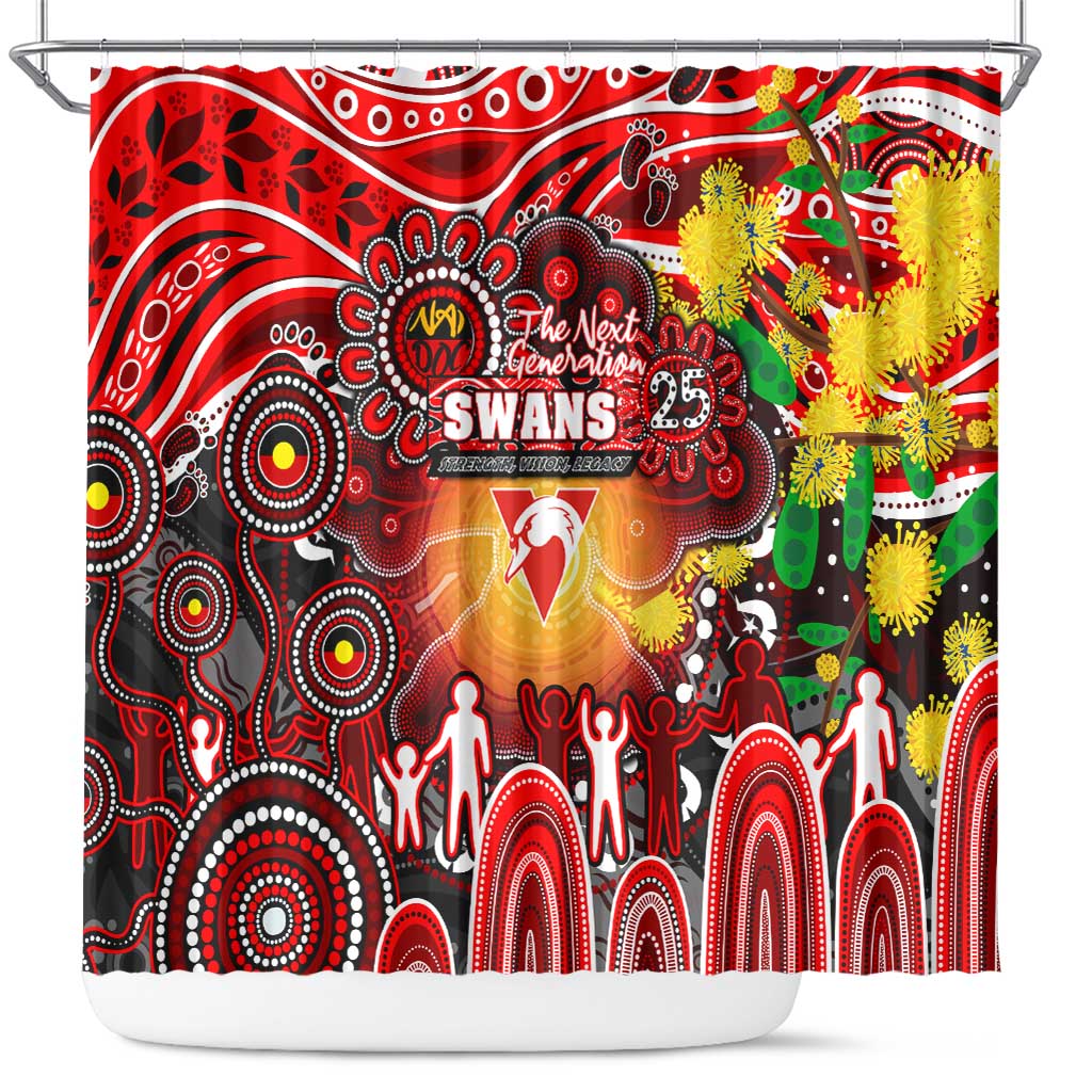 NAIDOC Week 2025 Swans Football Shower Curtain Aboriginal Dot Painting