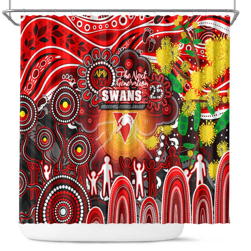 NAIDOC Week 2025 Swans Football Shower Curtain Aboriginal Dot Painting