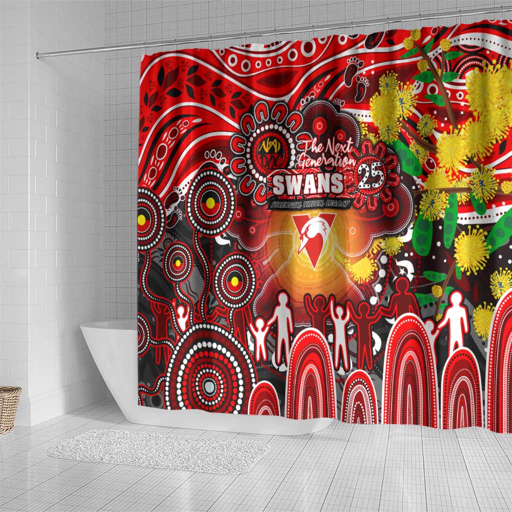 NAIDOC Week 2025 Swans Football Shower Curtain Aboriginal Dot Painting