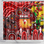 NAIDOC Week 2025 Swans Football Shower Curtain Aboriginal Dot Painting