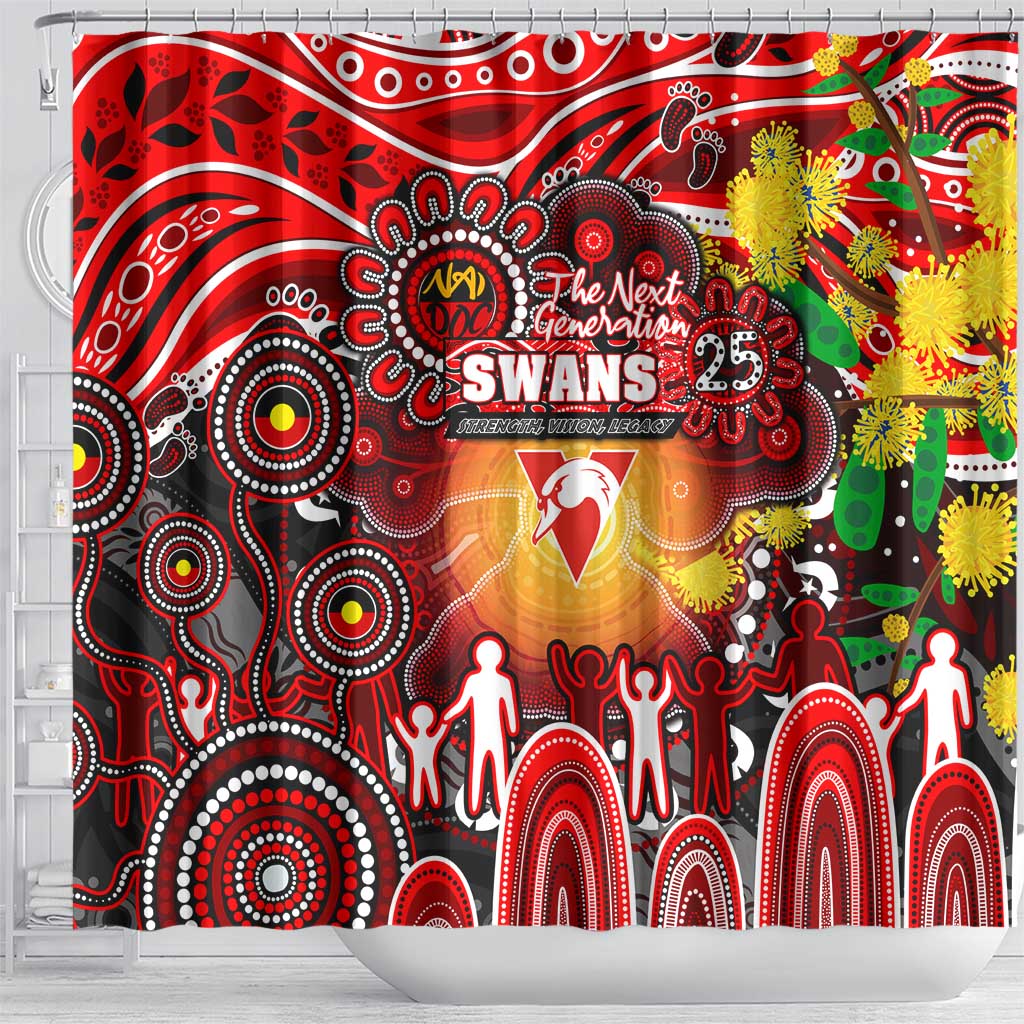 NAIDOC Week 2025 Swans Football Shower Curtain Aboriginal Dot Painting