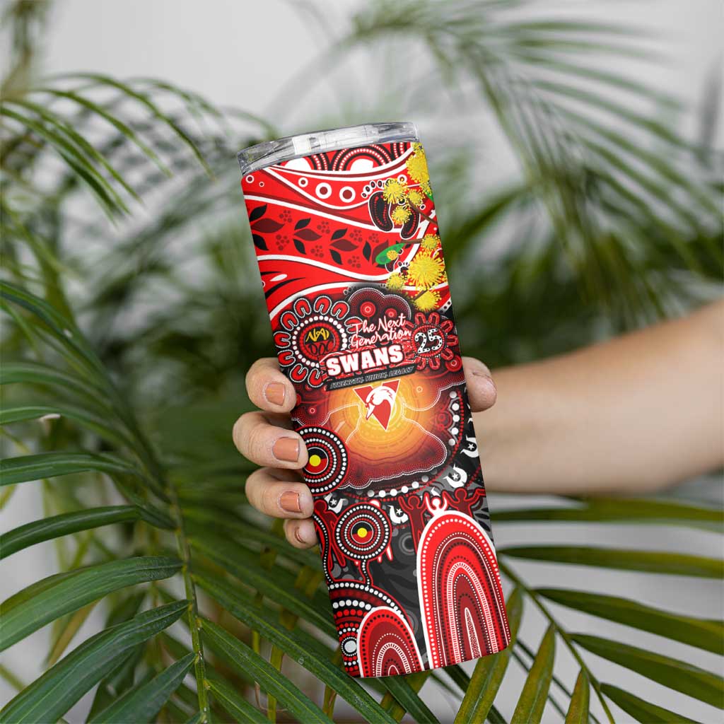 NAIDOC Week 2025 Swans Football Skinny Tumbler Aboriginal Dot Painting