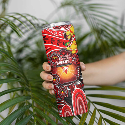 NAIDOC Week 2025 Swans Football Skinny Tumbler Aboriginal Dot Painting