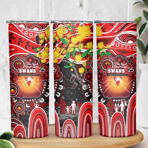 NAIDOC Week 2025 Swans Football Skinny Tumbler Aboriginal Dot Painting