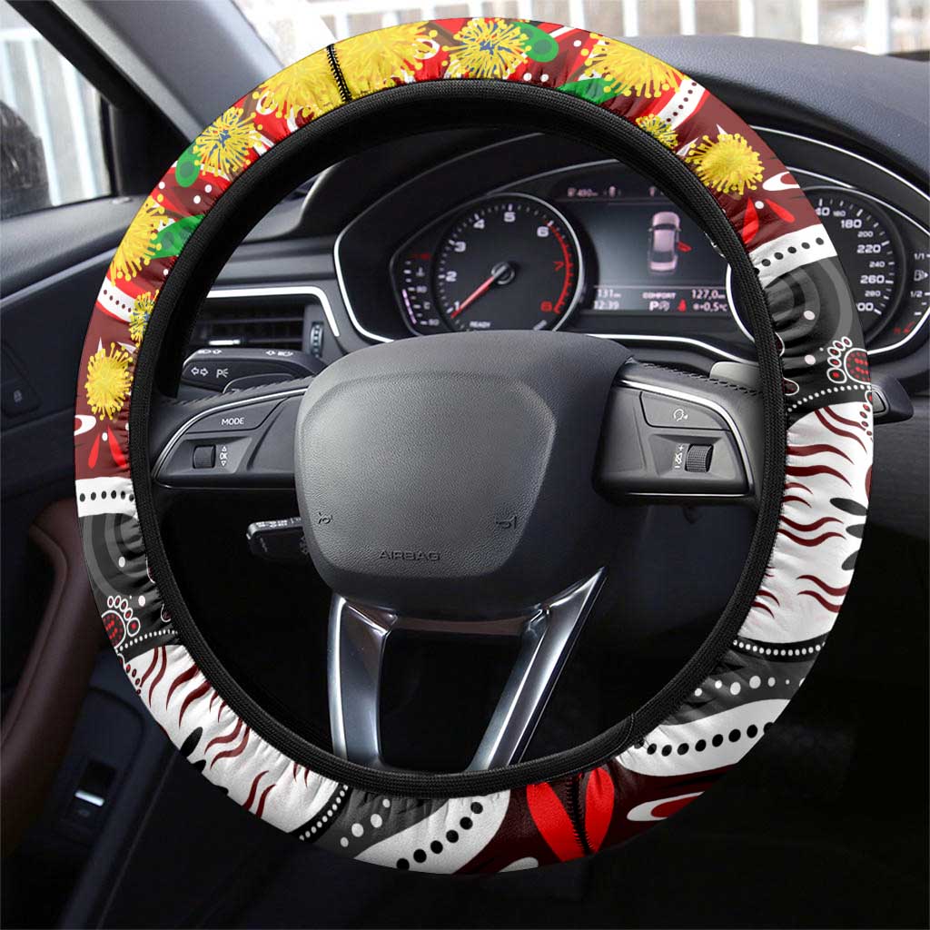 NAIDOC Week 2025 Swans Football Steering Wheel Cover Aboriginal Dot Painting
