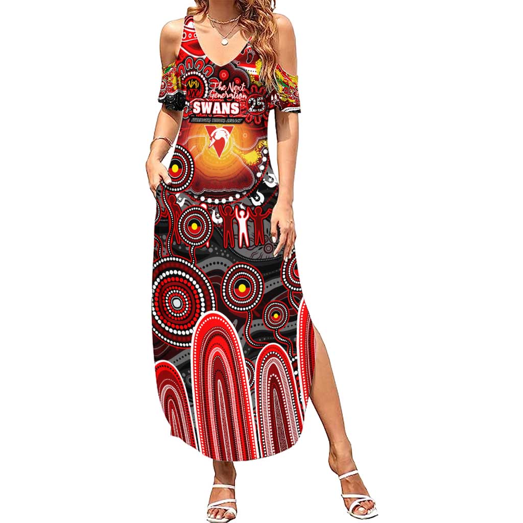 Personalised NAIDOC Week 2025 Swans Football Summer Maxi Dress Aboriginal Dot Painting