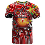 Personalised NAIDOC Week 2025 Swans Football T Shirt Aboriginal Dot Painting