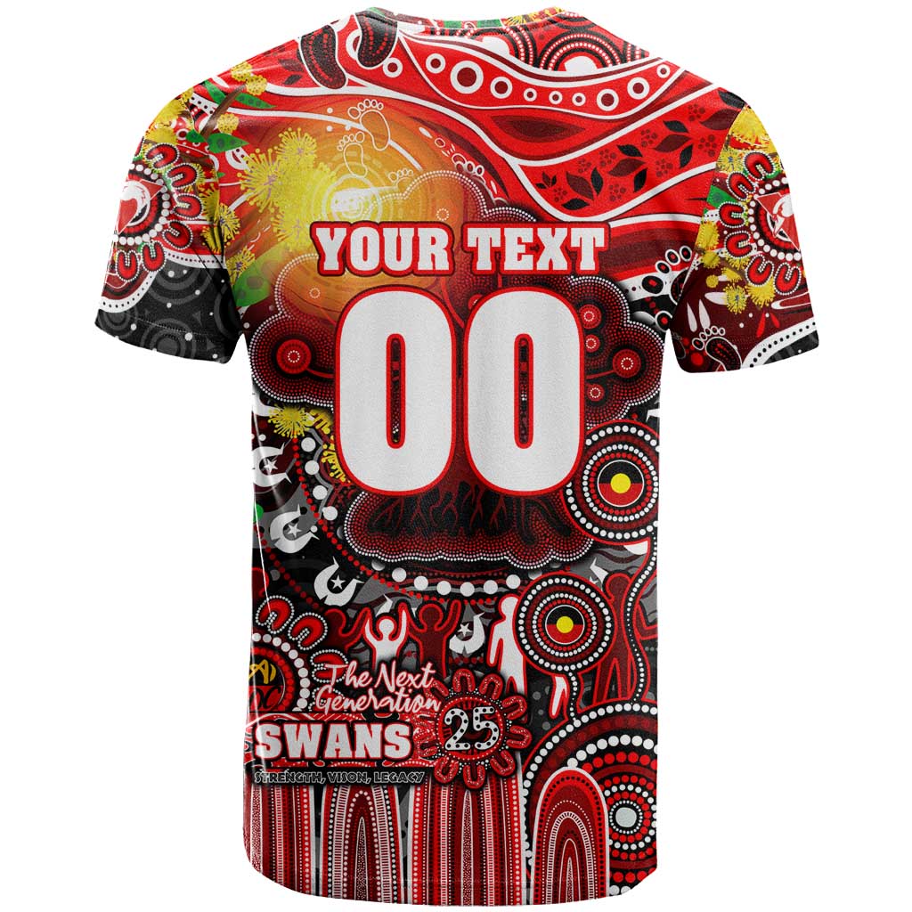 Personalised NAIDOC Week 2025 Swans Football T Shirt Aboriginal Dot Painting