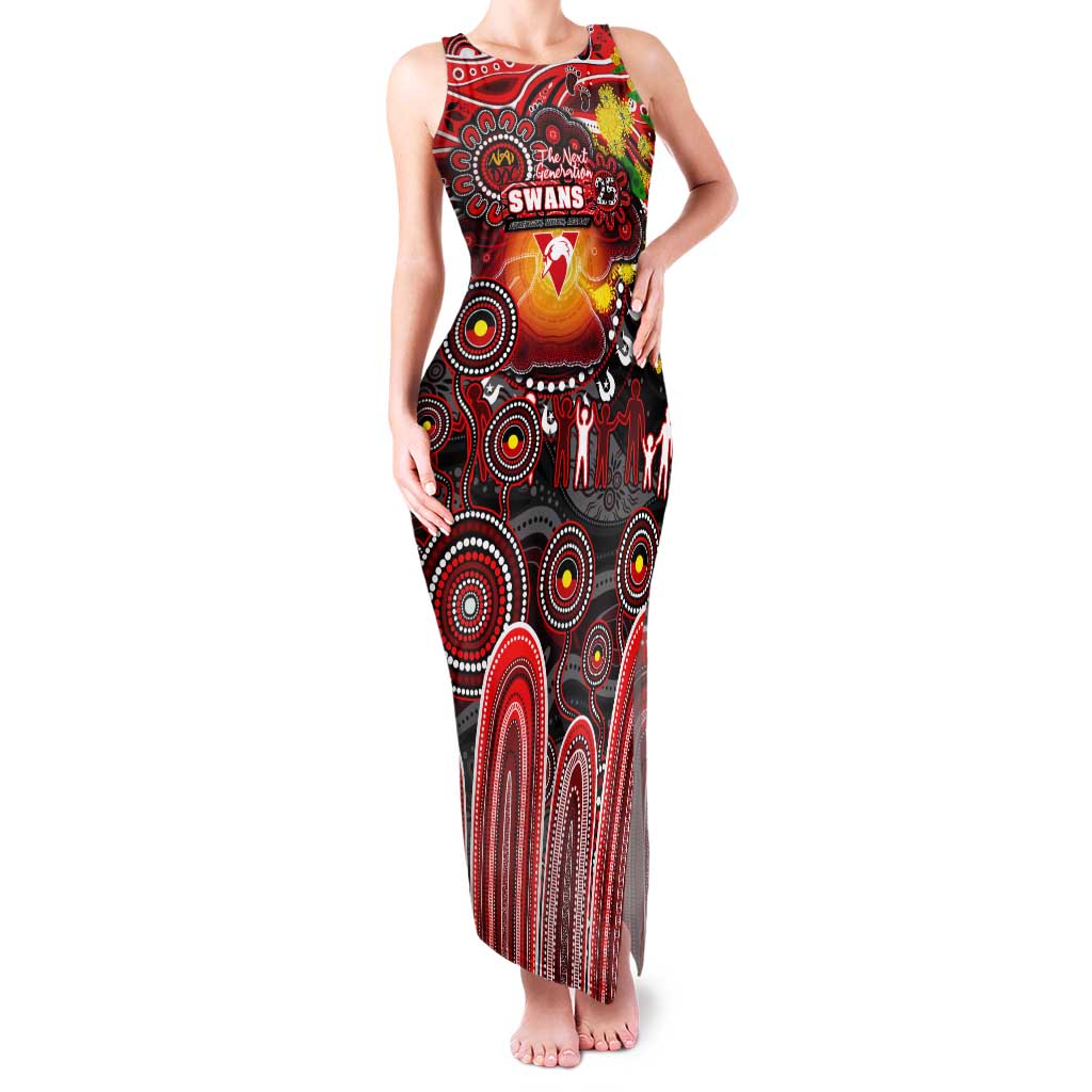 Personalised NAIDOC Week 2025 Swans Football Tank Maxi Dress Aboriginal Dot Painting