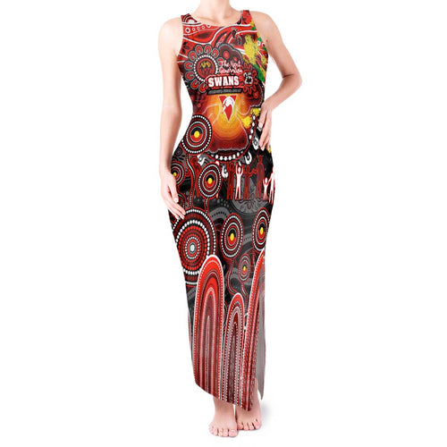 Personalised NAIDOC Week 2025 Swans Football Tank Maxi Dress Aboriginal Dot Painting
