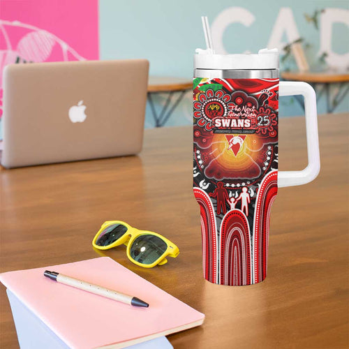 NAIDOC Week 2025 Swans Football Tumbler With Handle Aboriginal Dot Painting
