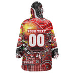 Personalised NAIDOC Week 2025 Swans Football Wearable Blanket Hoodie Aboriginal Dot Painting