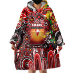 Personalised NAIDOC Week 2025 Swans Football Wearable Blanket Hoodie Aboriginal Dot Painting