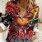 Personalised NAIDOC Week 2025 Swans Football Women Casual Shirt Aboriginal Dot Painting