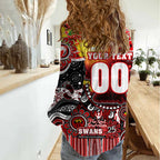 Personalised NAIDOC Week 2025 Swans Football Women Casual Shirt Aboriginal Dot Painting