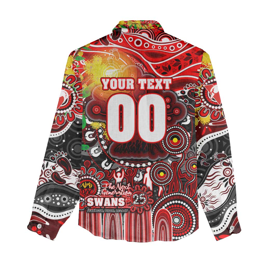 Personalised NAIDOC Week 2025 Swans Football Women Casual Shirt Aboriginal Dot Painting
