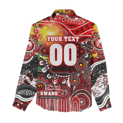 Personalised NAIDOC Week 2025 Swans Football Women Casual Shirt Aboriginal Dot Painting
