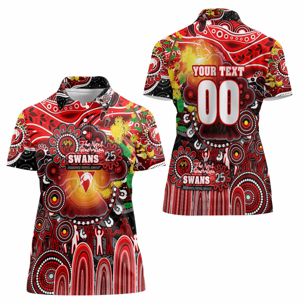 Personalised NAIDOC Week 2025 Swans Football Women Polo Shirt Aboriginal Dot Painting