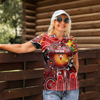 Personalised NAIDOC Week 2025 Swans Football Women Polo Shirt Aboriginal Dot Painting