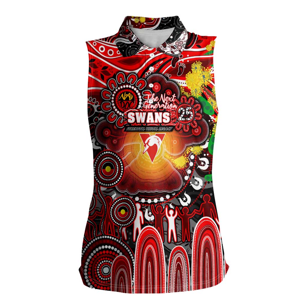 Personalised NAIDOC Week 2025 Swans Football Women Sleeveless Polo Shirt Aboriginal Dot Painting