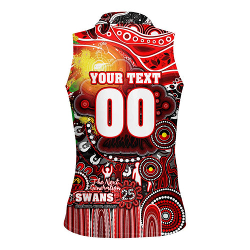 Personalised NAIDOC Week 2025 Swans Football Women Sleeveless Polo Shirt Aboriginal Dot Painting