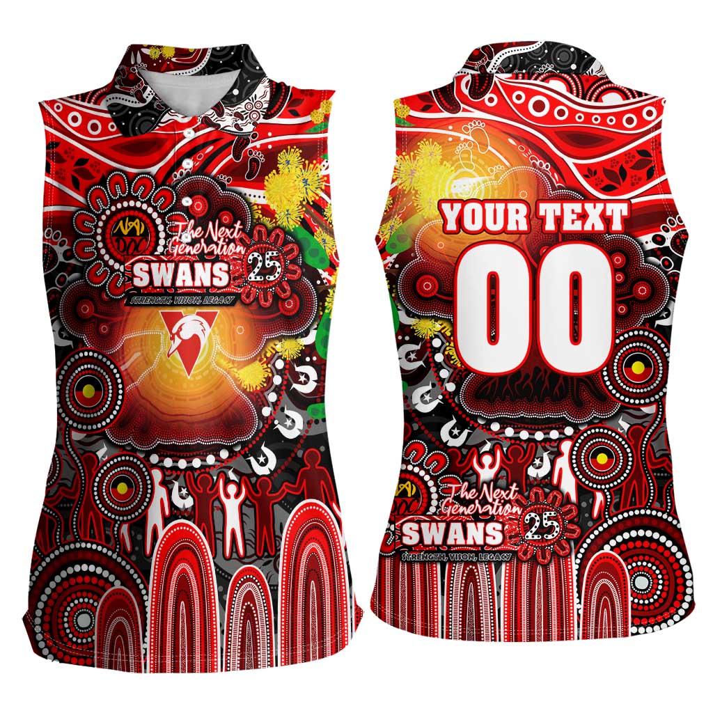 Personalised NAIDOC Week 2025 Swans Football Women Sleeveless Polo Shirt Aboriginal Dot Painting