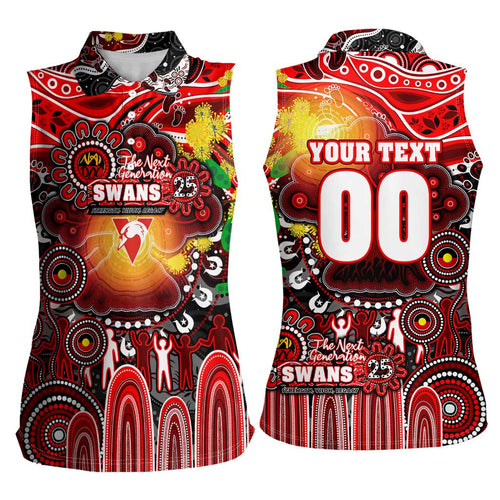 Personalised NAIDOC Week 2025 Swans Football Women Sleeveless Polo Shirt Aboriginal Dot Painting