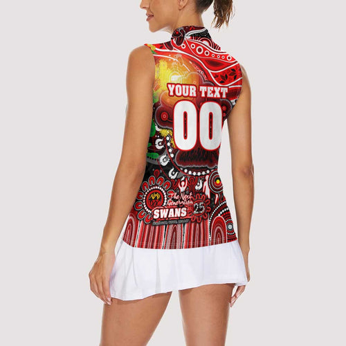 Personalised NAIDOC Week 2025 Swans Football Women Sleeveless Polo Shirt Aboriginal Dot Painting