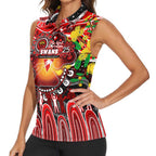 Personalised NAIDOC Week 2025 Swans Football Women Sleeveless Polo Shirt Aboriginal Dot Painting