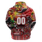 Personalised NAIDOC Week 2025 Swans Football Zip Hoodie Aboriginal Dot Painting