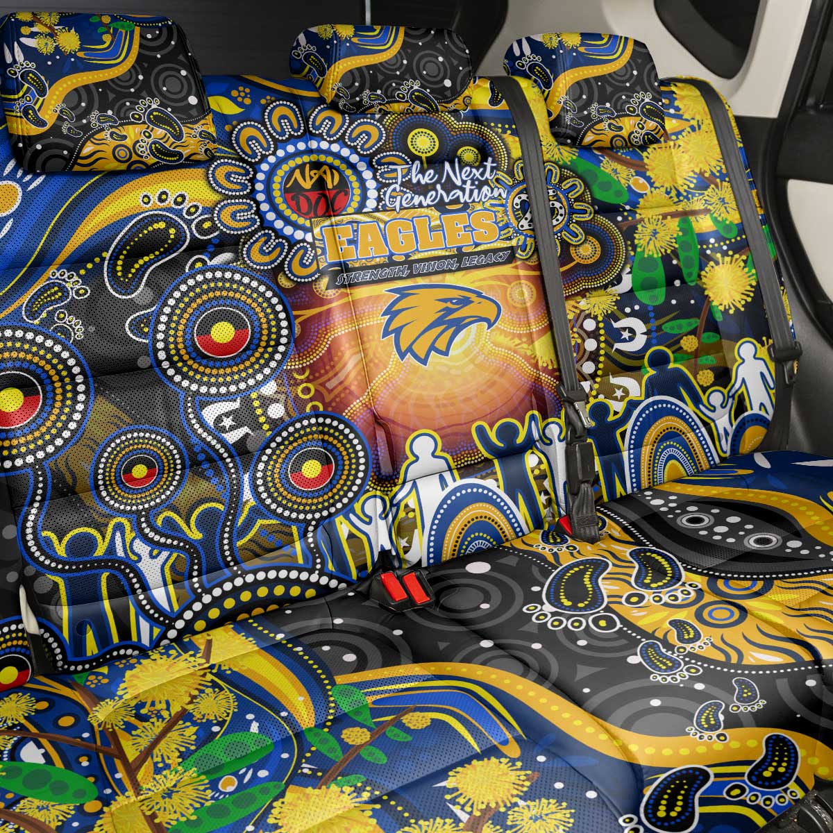NAIDOC Week 2025 Eagles Football Back Car Seat Cover Aboriginal Dot Painting