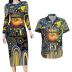 Personalised NAIDOC Week 2025 Eagles Football Couples Matching Long Sleeve Bodycon Dress and Hawaiian Shirt Aboriginal Dot Painting
