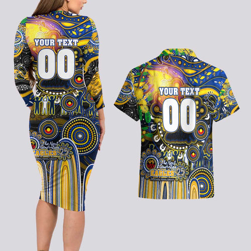 Personalised NAIDOC Week 2025 Eagles Football Couples Matching Long Sleeve Bodycon Dress and Hawaiian Shirt Aboriginal Dot Painting