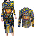 Personalised NAIDOC Week 2025 Eagles Football Couples Matching Long Sleeve Bodycon Dress and Long Sleeve Button Shirt Aboriginal Dot Painting