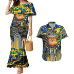 Personalised NAIDOC Week 2025 Eagles Football Couples Matching Mermaid Dress and Hawaiian Shirt Aboriginal Dot Painting