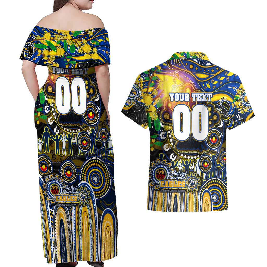 Personalised NAIDOC Week 2025 Eagles Football Couples Matching Off Shoulder Maxi Dress and Hawaiian Shirt Aboriginal Dot Painting