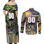 Personalised NAIDOC Week 2025 Eagles Football Couples Matching Off Shoulder Maxi Dress and Long Sleeve Button Shirt Aboriginal Dot Painting
