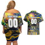 Personalised NAIDOC Week 2025 Eagles Football Couples Matching Off Shoulder Short Dress and Hawaiian Shirt Aboriginal Dot Painting