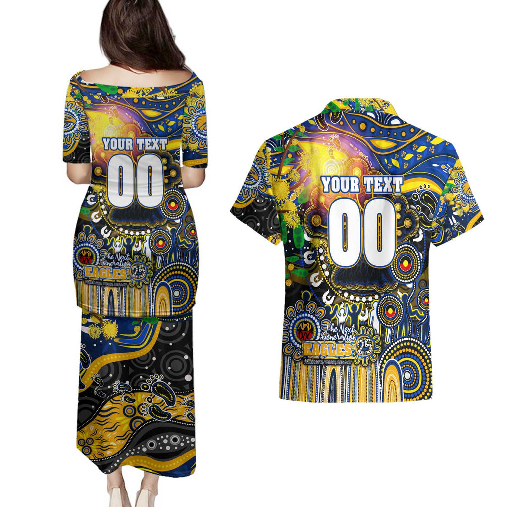 Personalised NAIDOC Week 2025 Eagles Football Couples Matching Puletasi and Hawaiian Shirt Aboriginal Dot Painting
