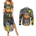 Personalised NAIDOC Week 2025 Eagles Football Couples Matching Summer Maxi Dress and Long Sleeve Button Shirt Aboriginal Dot Painting