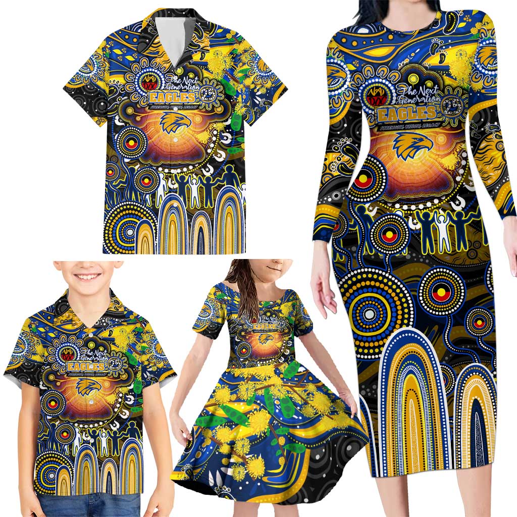 Personalised NAIDOC Week 2025 Eagles Football Family Matching Long Sleeve Bodycon Dress and Hawaiian Shirt Aboriginal Dot Painting