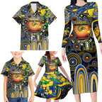 Personalised NAIDOC Week 2025 Eagles Football Family Matching Long Sleeve Bodycon Dress and Hawaiian Shirt Aboriginal Dot Painting