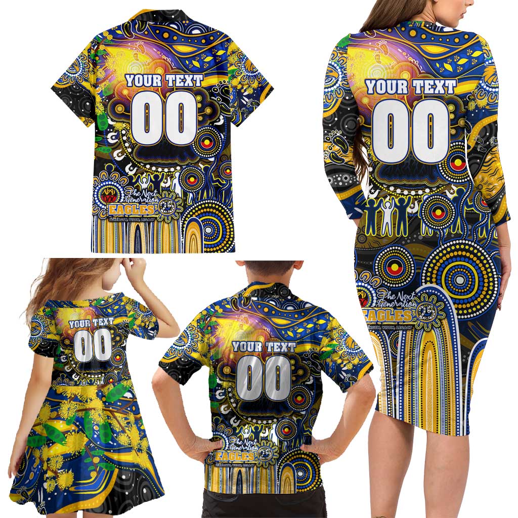 Personalised NAIDOC Week 2025 Eagles Football Family Matching Long Sleeve Bodycon Dress and Hawaiian Shirt Aboriginal Dot Painting