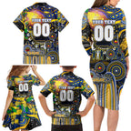 Personalised NAIDOC Week 2025 Eagles Football Family Matching Long Sleeve Bodycon Dress and Hawaiian Shirt Aboriginal Dot Painting