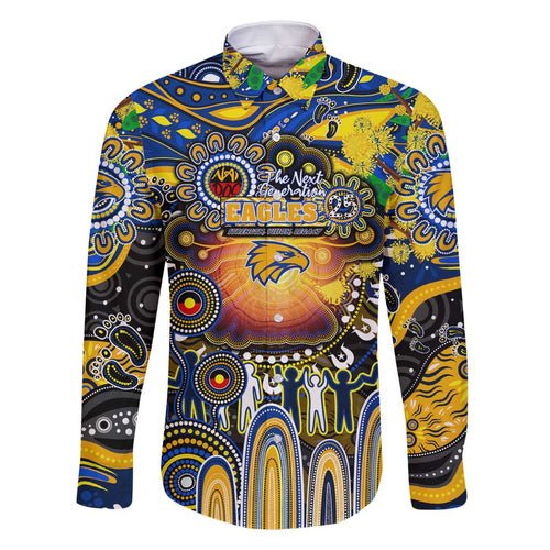 Personalised NAIDOC Week 2025 Eagles Football Family Matching Long Sleeve Bodycon Dress and Hawaiian Shirt Aboriginal Dot Painting